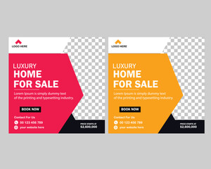 Real estate home sale social media post banner design template For digital marketing. 