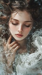 Fototapeta premium Sublime Underwater Portrait of a Woman: A Dreamy, Enchanting Photo