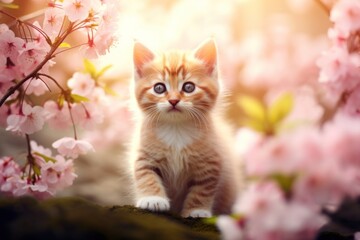 Obraz premium Kitten background outdoors animal mammal