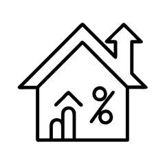 mortgage rates rising icon, mortgage rates rising line art - simple line art of mortgage rates rising, perfect for mortgage rates rising logos and icons