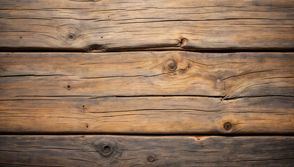 Naklejka premium Rustic Wood Texture: A detailed close-up showcases the raw beauty of aged wooden planks, revealing intricate grain patterns and natural imperfections, capturing the essence of organic material.