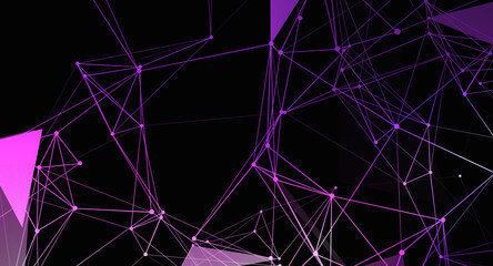 Abstract Purple Geometric Network with Black Background for Modern Designs