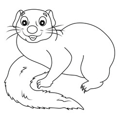 Cute cartoon hand drawn happy otter coloring page.