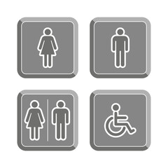 Flat design toilet icons design - gray