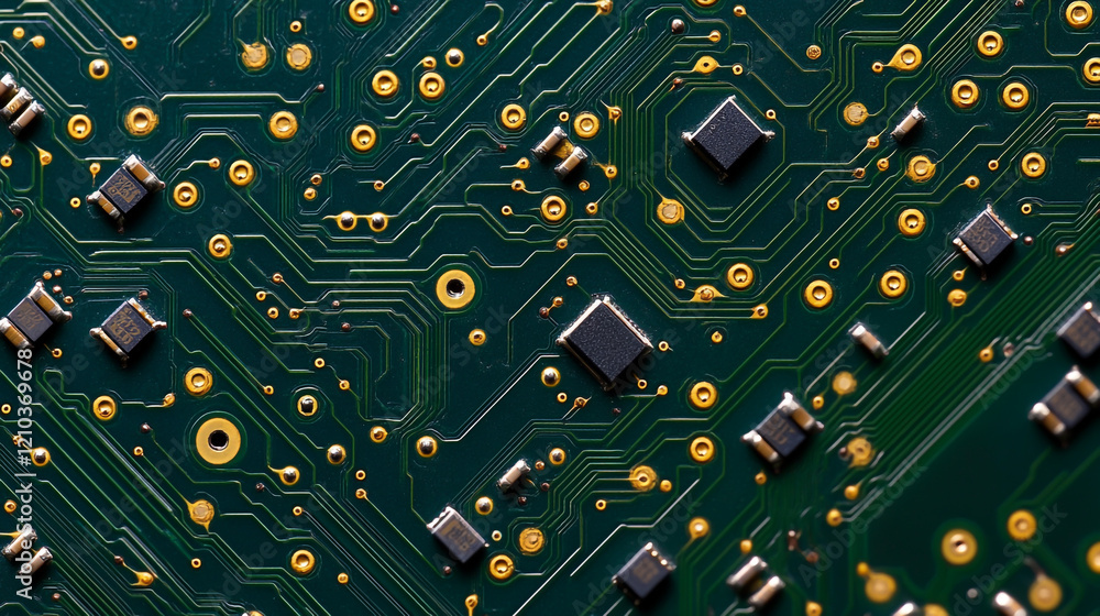 Poster abstract background with computer chip cinematic view.