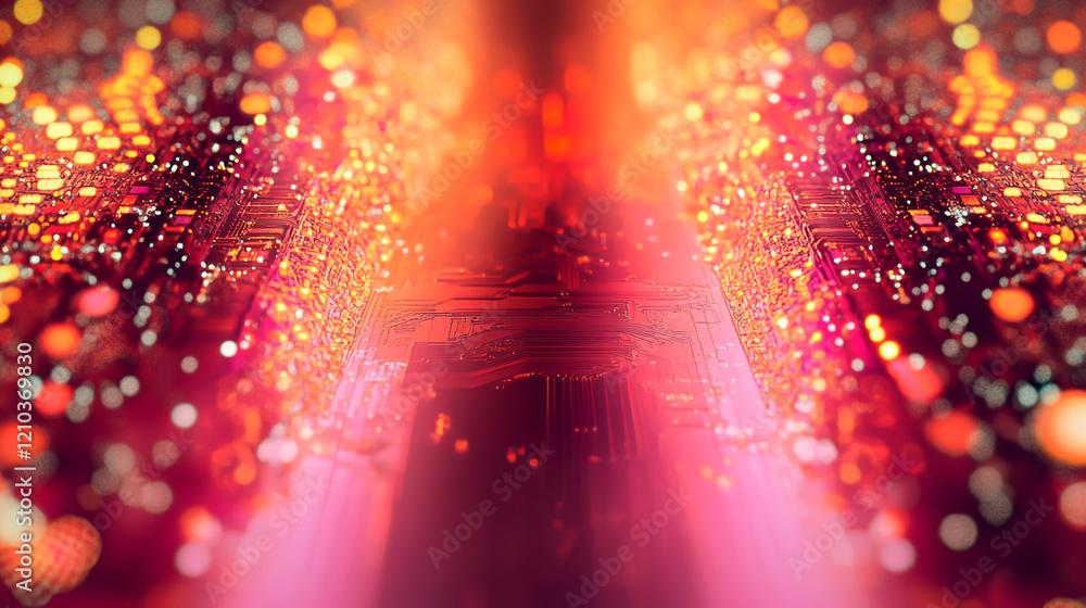 Poster abstract background with computer chip cinematic view.