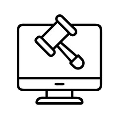 online auction icon, online auction line art - simple line art of online auction, perfect for online auction logos and icons