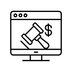 online bid icon, online bid line art - simple line art of online bid, perfect for online bid logos and icons