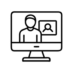 online class icon, online class line art - simple line art of online class, perfect for online class logos and icons