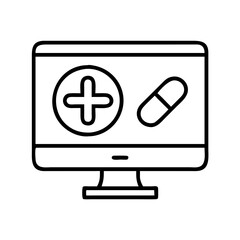 online pharmacy icon, online pharmacy line art - simple line art of online pharmacy, perfect for online pharmacy logos and icons