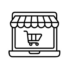 online store icon, online store line art - simple line art of online store, perfect for online store logos and icons