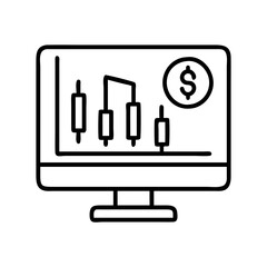online trading icon, online trading line art - simple line art of online trading, perfect for online trading logos and icons