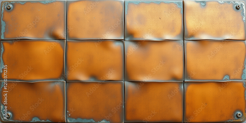 Poster a wall with a brown tile pattern. the tiles are arranged in a grid, with each tile being slightly di