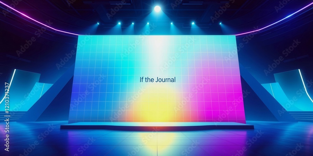 Poster a large screen with a colorful background and the words 