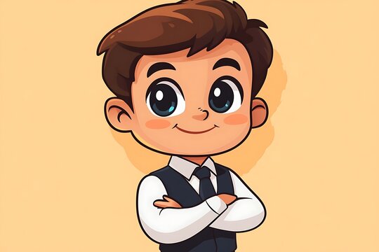 cartoon boy in suit smiling clip art preview