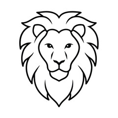 Lion Head Line Art Vector Illustration, Lion Head Outline and Drawing Vector Design