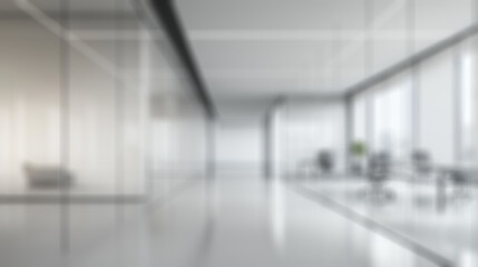 Beautiful blurred background of a light modern office interior with panoramic windows and beautiful lighting