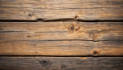 Fototapeta premium Rustic Wood Texture: A detailed shot of weathered wooden planks, showcasing the natural grain, knots, and imperfections. Perfect for backgrounds, textures, and design elements.