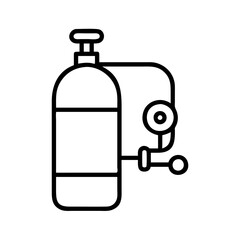 oxygen cylinder icon, oxygen cylinder line art - simple line art of oxygen cylinder, perfect for oxygen cylinder logos and icons