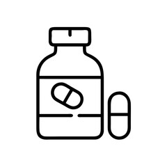 painkiller icon, painkiller line art - simple line art of painkiller, perfect for painkiller logos and icons