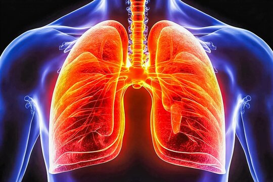Lung organ. Respiratory system and chest concept