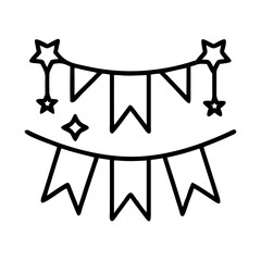 party banner icon, party banner line art - simple line art of party banner, perfect for party banner logos and icons
