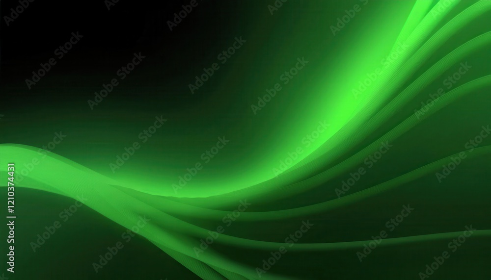 Aufkleber vivid green lightwave on black background with smooth abstract gradient for futuristic design, tech 