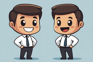 Happy Identical Office Workers Graphic Illustration
