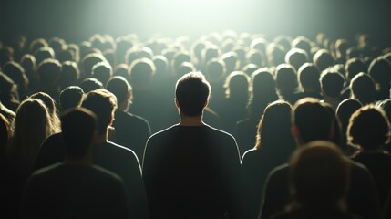 Obraz premium Social Anxiety Shown As Spotlight Beams
