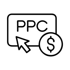 pay per click ppc icon, pay per click ppc line art - simple line art of pay per click ppc, perfect for pay per click ppc logos and icons