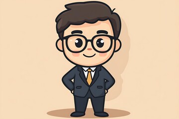 Happy Male Cartoon Character Standing Artwork Image