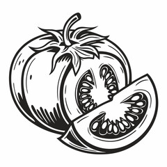 Tomato vector silhouette black design white background