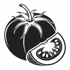 Tomato vector silhouette black design white background