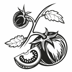 Tomato vector silhouette black design white background