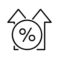 percentage increase symbol icon, percentage increase symbol line art - simple line art of percentage increase symbol, perfect for percentage increase symbol logos and icons