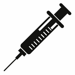 Fototapeta premium Medical syringe vector icon Black silhouette