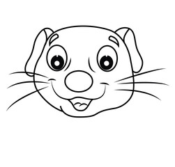 Cute cartoon hand drawn vector happy otter face coloring page.