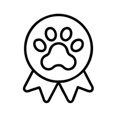 pet paw badge icon, pet paw badge line art - simple line art of pet paw badge, perfect for pet paw badge logos and icons