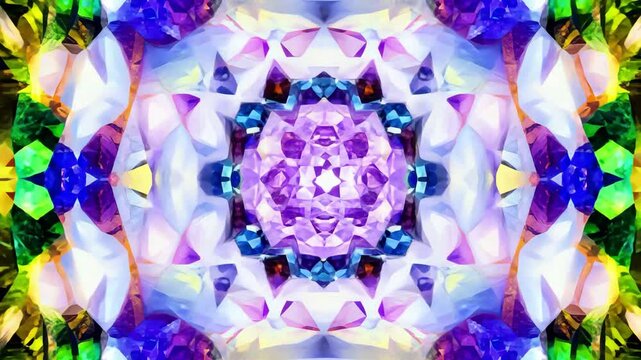 Abstract image of a kaleidoscope with changing colors and shapes. Concept of color therapy, meditation and relaxation.