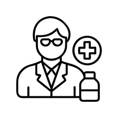 pharmacist icon, pharmacist line art - simple line art of pharmacist, perfect for pharmacist logos and icons