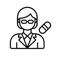 pharmacist icon, pharmacist line art - simple line art of pharmacist, perfect for pharmacist logos and icons