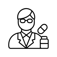 pharmacist icon, pharmacist line art - simple line art of pharmacist, perfect for pharmacist logos and icons