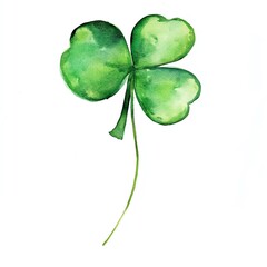 A green balloon shaped like a shamrock Watercolor on white background