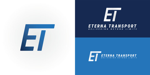 The dynamic logo design features the initials ET elegantly intertwined, creating a unique and visually striking symbol that evokes a sense of speed and efficiency. It is perfect for courier companies