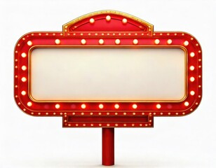 Classic Red Marquee Sign: Blank Vintage Illuminated Billboard