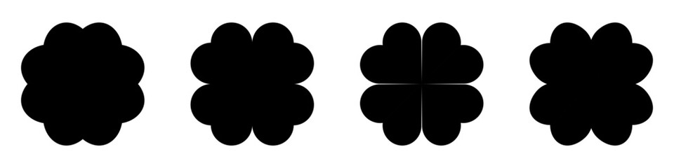 Good luck four leaf clover flat icon set isolated on transparent background.