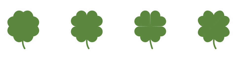 Good luck four leaf clover flat icon set isolated on transparent background.
