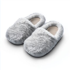 Cozy fuzzy winter soft slippers designed for warmth and comfort in chilly indoor settings, isolated on a white background.
