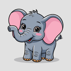 Obraz premium Adorable Cartoon Elephant Illustration