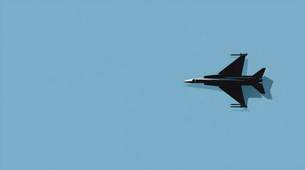 A flat vector of a warplane flying overhead, symbolizing air superiority. Warplane minimalist illustration.


